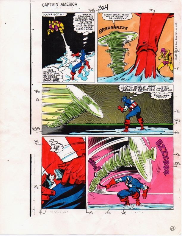 Original 1986 Captain America 324 page 18 Marvel Comics color guide art: 1980's Original 1986 Captain America 324 page 18 Marvel Comics color guide art: 1980's