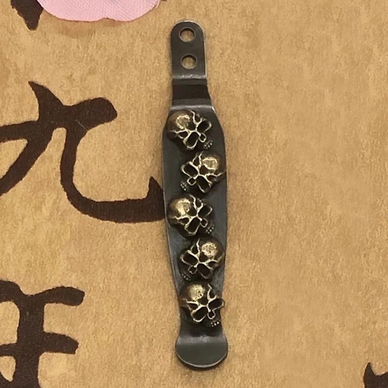 1PC Brass 5-Skull+Stainless Steel Pocket Clip for Rick Hinderer XM18 3.5”