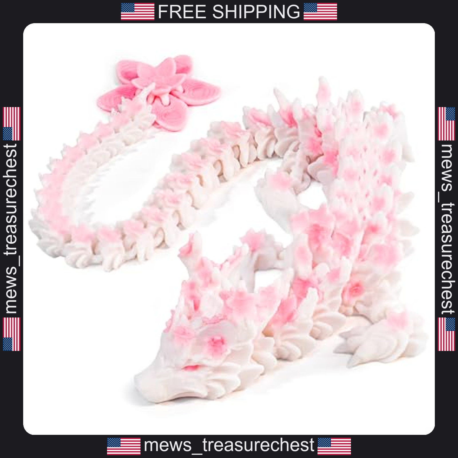3D Printed Cherry Blossom Dragon Articulated Desk Decor Collectible