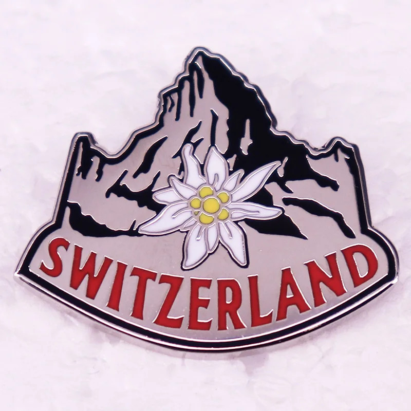 Switzerland Edelweiss Hard Enamel Pin Swiss National