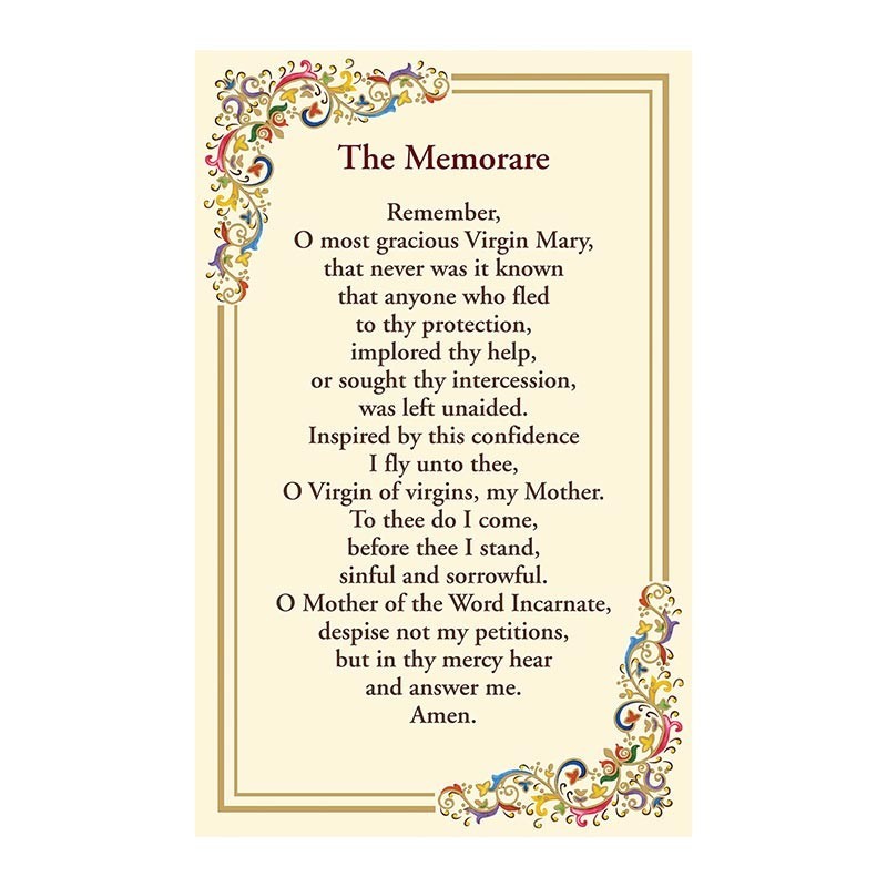 The Memorare Prayer Florentine Framed Gold Foil Devotional Prayer Card