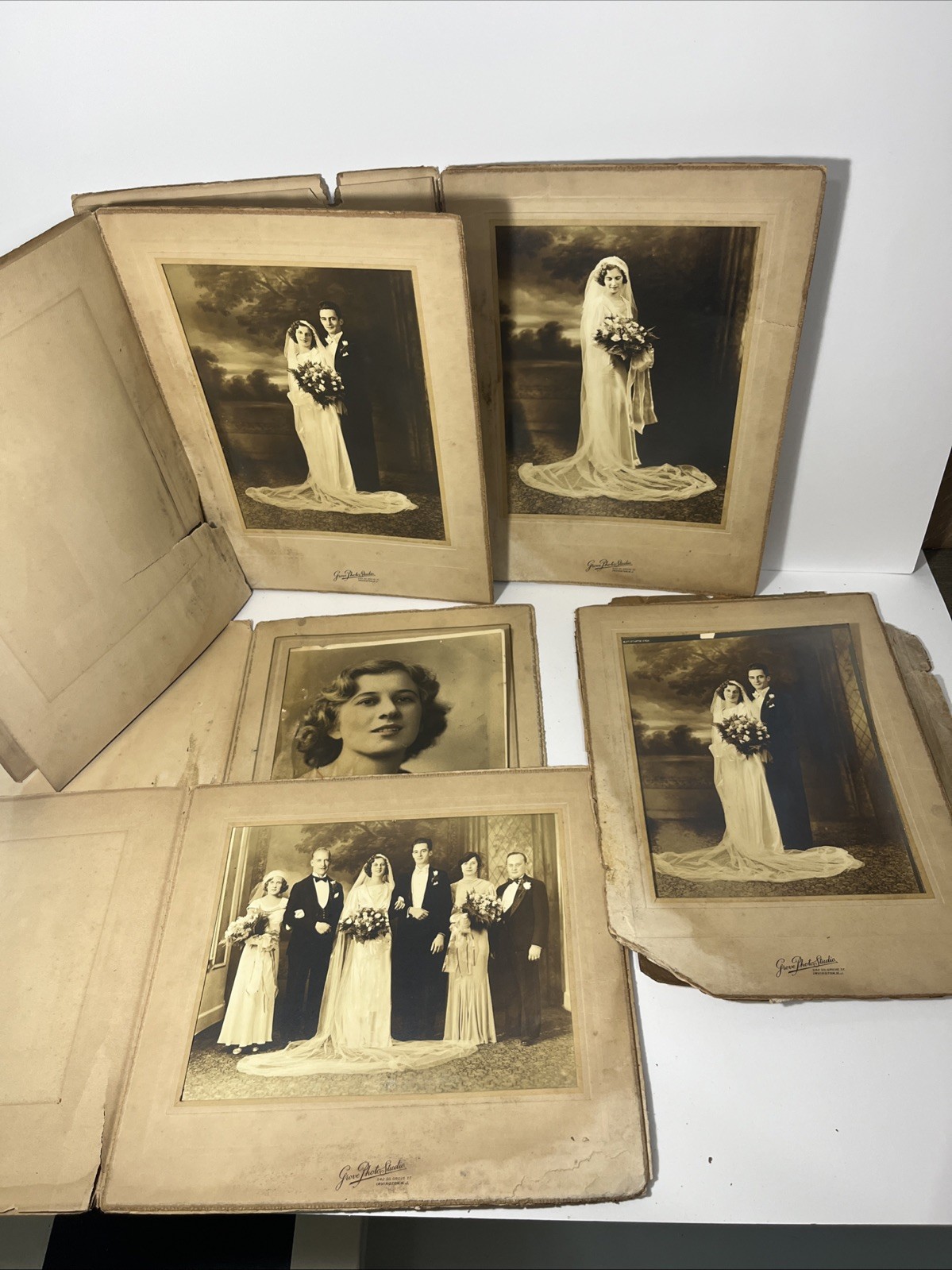 Antique Black & White Wedding Photos early 1900's Lot Of 5 Art Deco Sepia Antique Black & White Wedding Photos early 1900's Lot Of 5 Art Deco Sepia