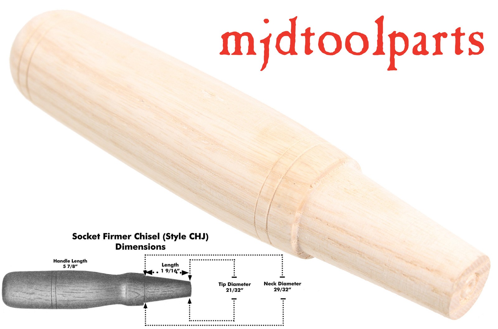 Amish Turned Hickory Socket Firmer Chisel Handle - Style CHJ - mjdtoolparts