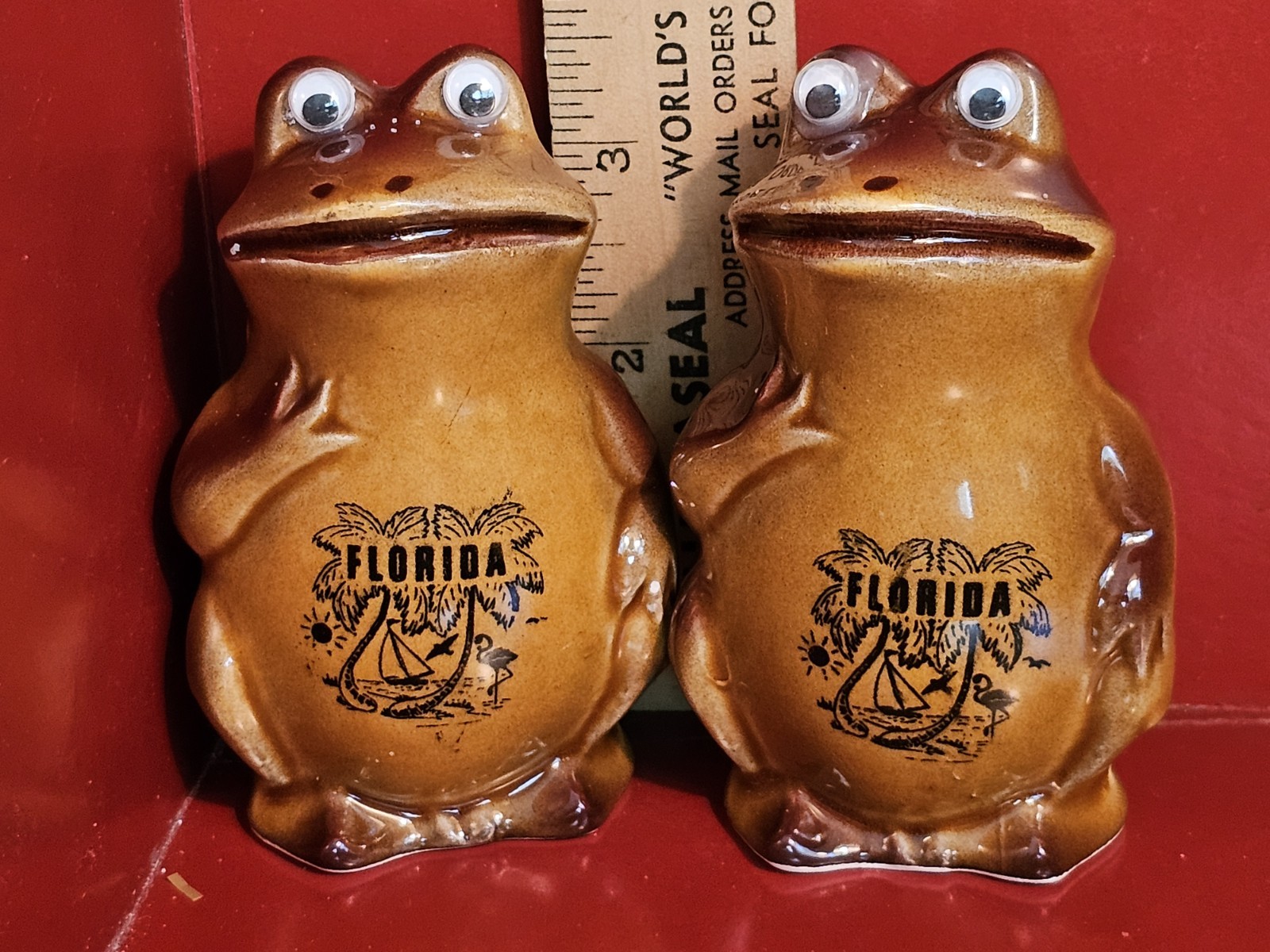 Vintage Googly Eyed Toad Frog Florida Salt & Pepper Shakers Arrib Japan Lot Sp15 Vintage Googly Eyed Toad Frog Florida Salt & Pepper Shakers Arrib Japan Lot Sp15