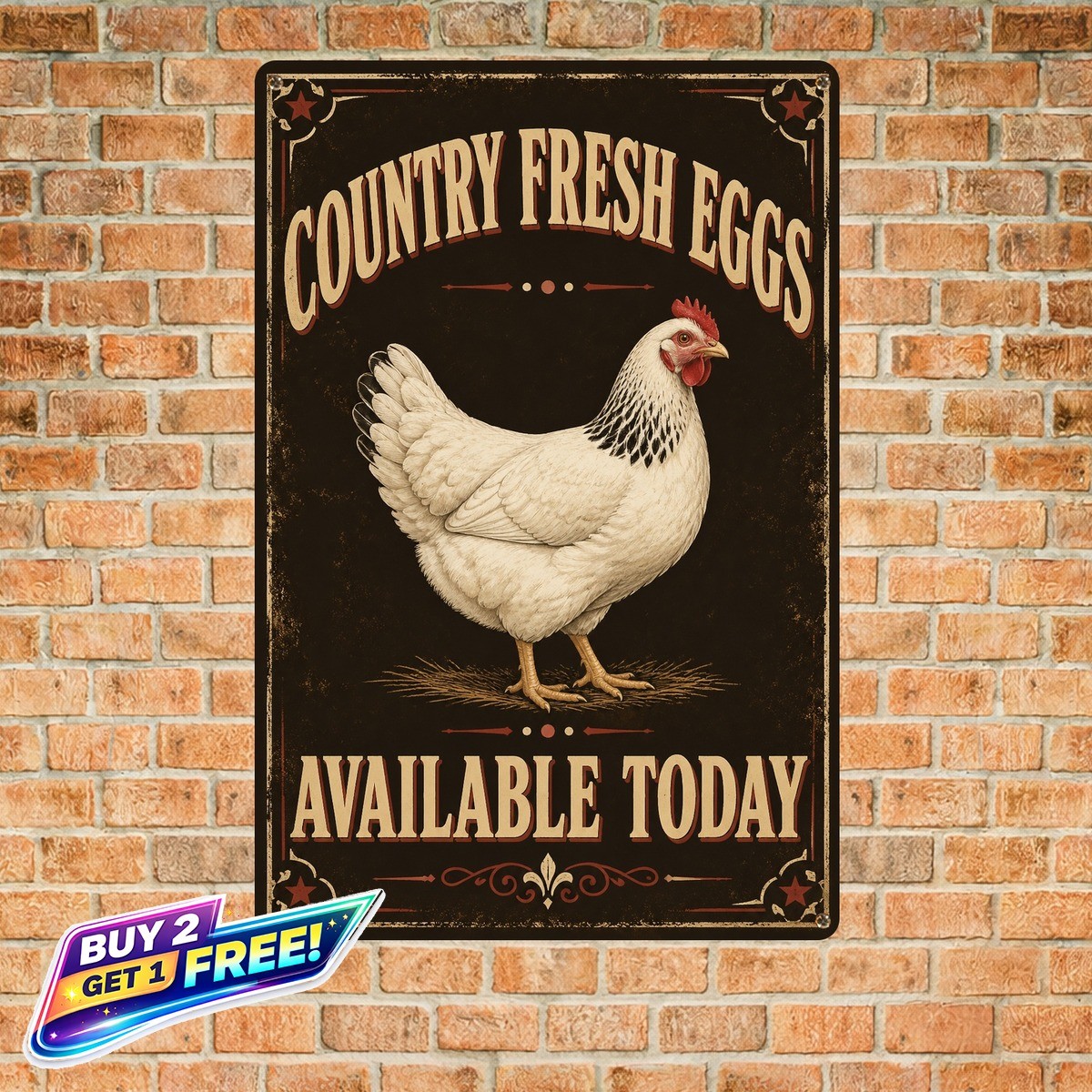 Free Range Eggs for Sale Sign Rustic Country Farm Metal Wall Plaque