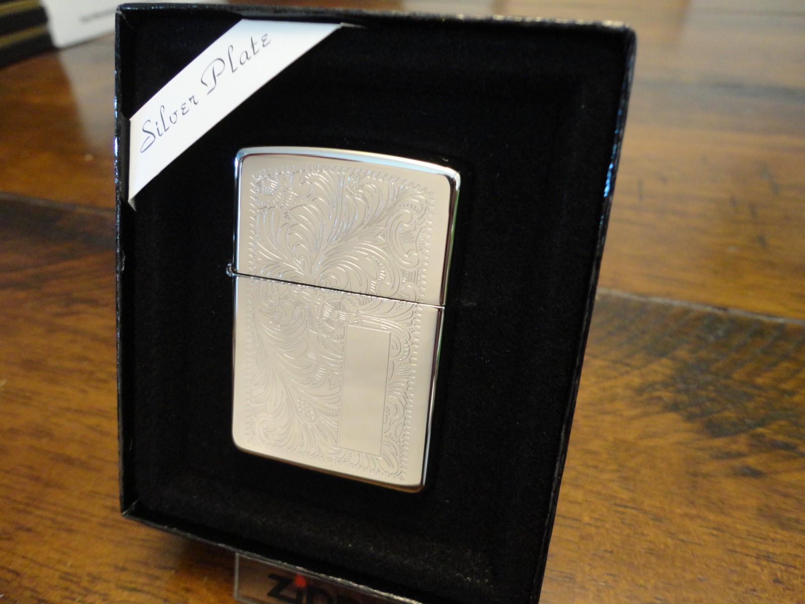 HIGH POLISH SILVER PLATE MODEL 352S VENETIAN ZIPPO LIGHTER MINT IN BOX 1997