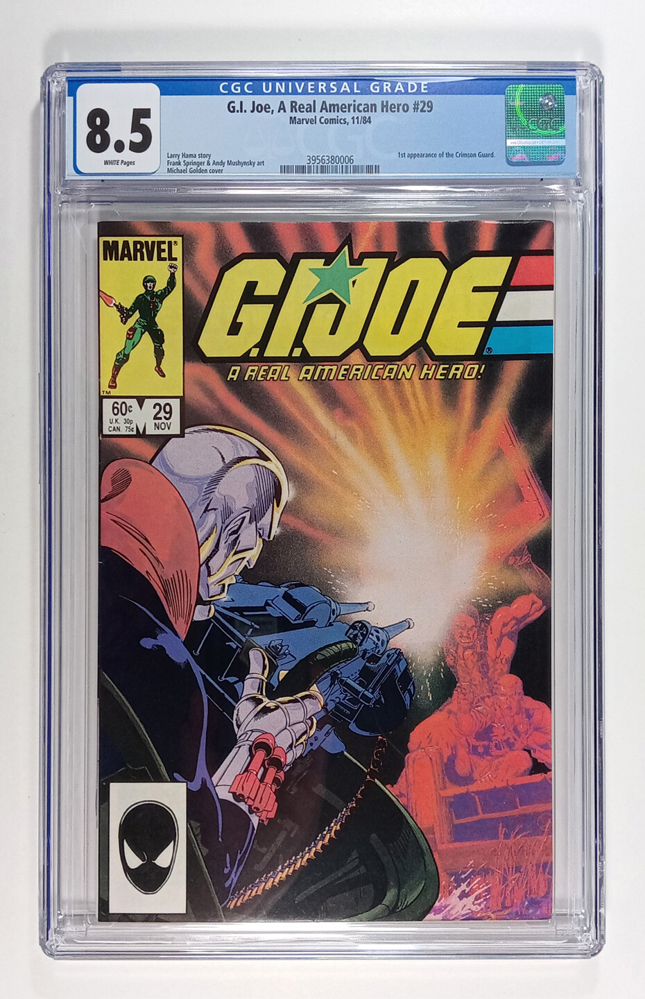 GI Joe A Real American Hero #29 CGC 8.5 White Pages. (1984) Marvel 