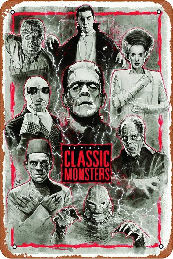 Universal Classic Monsters Movies Funny Tin Metal Signs Retro Wall Decor for Hom