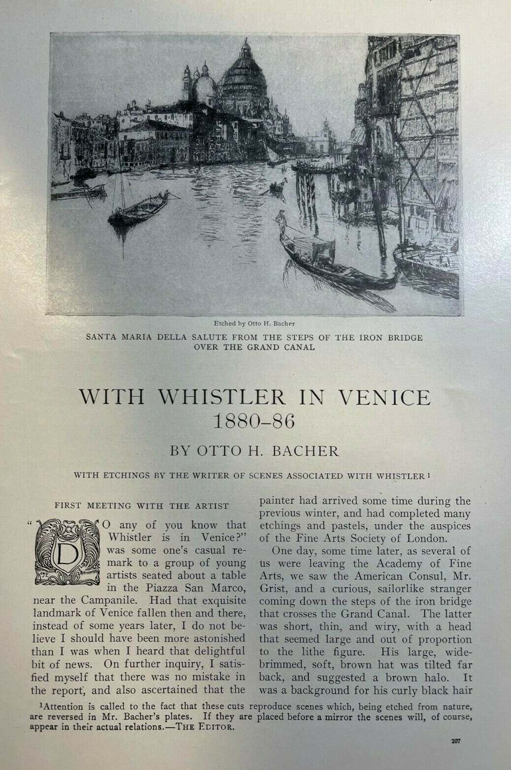 1907 Artist James Abbott McNeill Whistler in Venice 1880 - 1886 illustrated