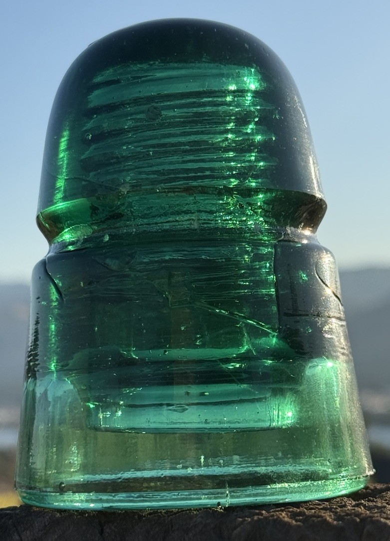 Lovely Antique Embossed Emerald Green SB CD 145 “B”Glass Insulator