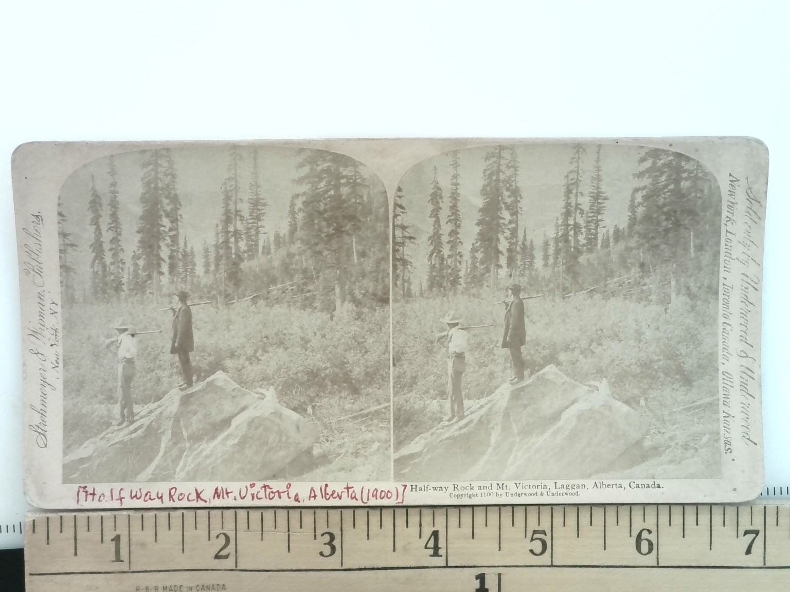 Half-way Rock Mt. Victoria Stereoview Underwood & Underwood 1900 Canada Half-way Rock Mt. Victoria Stereoview Underwood & Underwood 1900 Canada