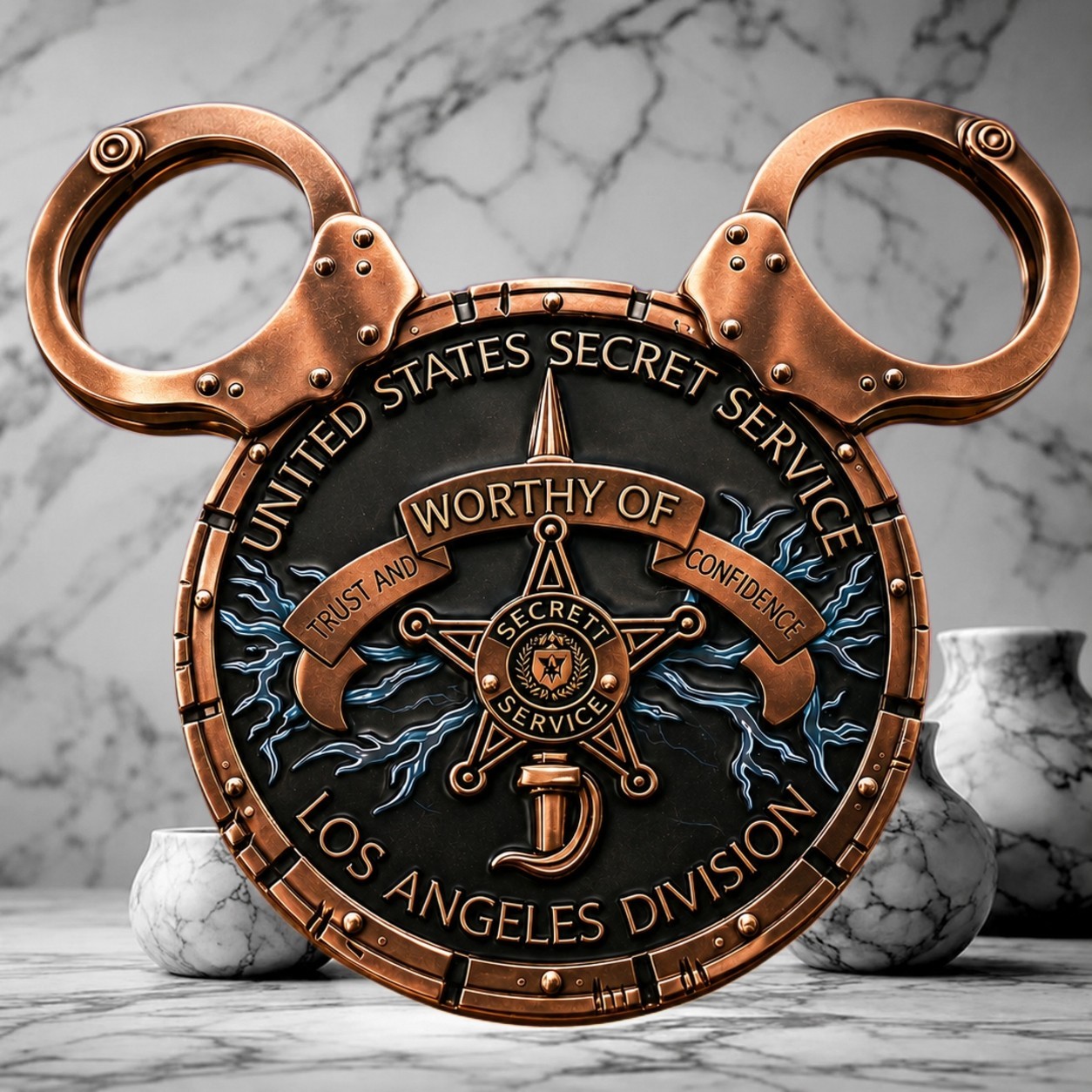 🔥U.S. Secret Service Disneyland Anaheim Office Gold Black Mickey Challenge Coin