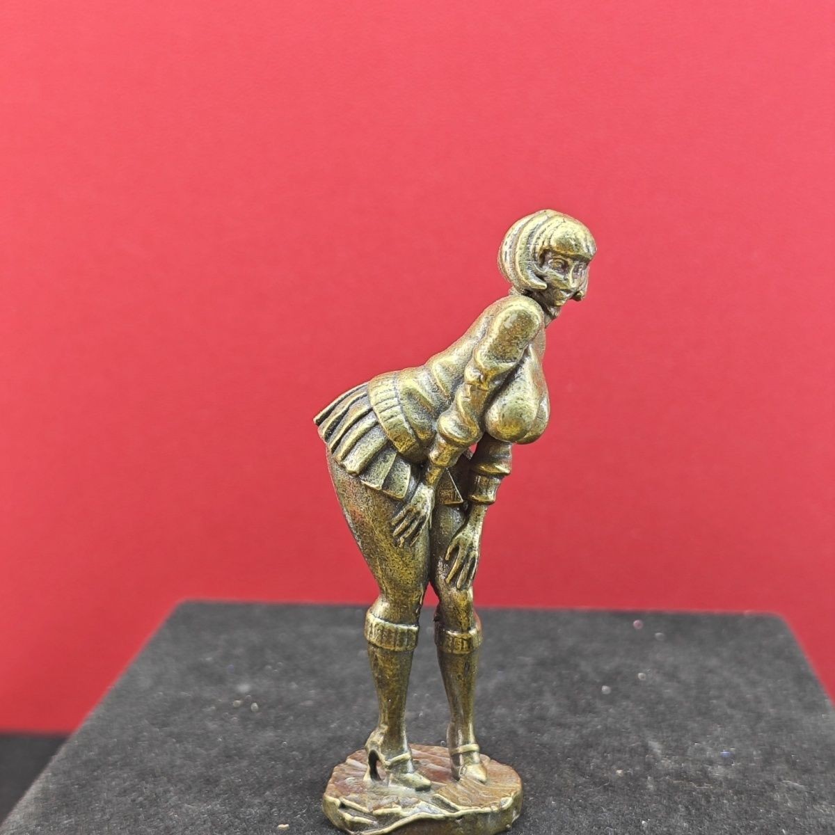 Elegant Brass Woman Statue, Modern Art Female Body Sculpture, Desk Decor