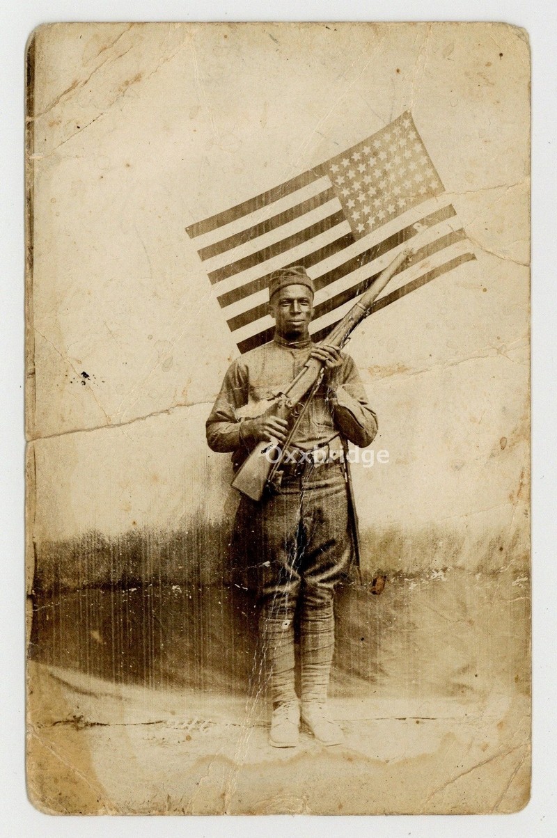 African American Soldier Backward Flag 1918 Civil Rights RPPC Rifle Black J15210