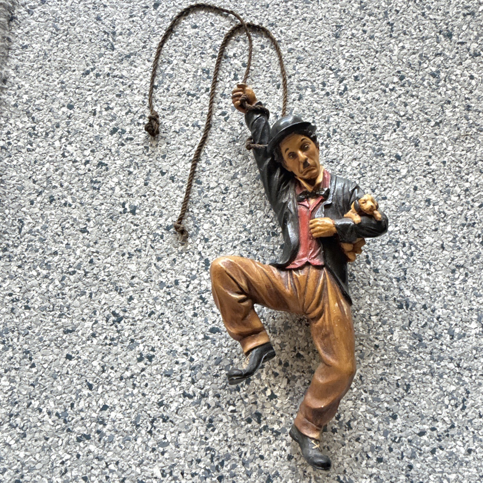 Charlie Chaplin Resin Mountain Climber Hanging With Dog Charlie Chaplin Resin Mountain Climber Hanging With Dog