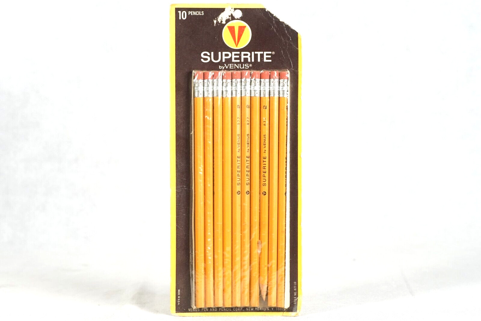VENUS SUPERITE 877 Wooden Pencils, Rare Venus #2 Superite 877 Yellow Pencils