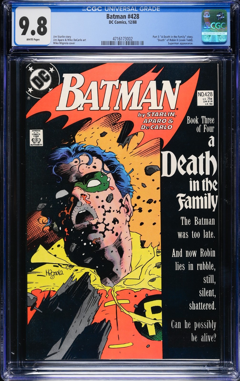 BATMAN #428 COMIC CGC 9.8 Death of Robin (Jason Todd) KEY🗝️ WHITE PAGES