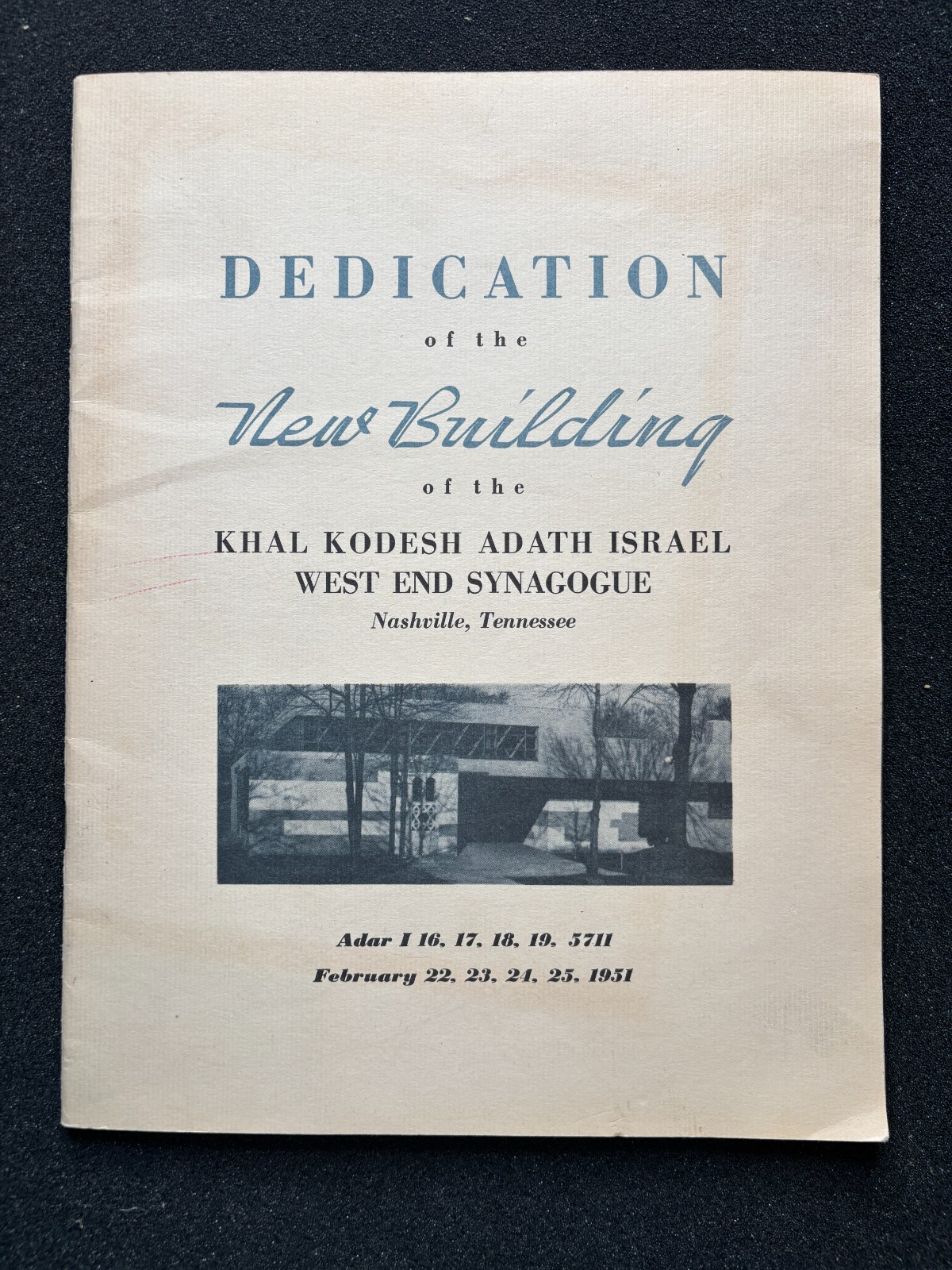 1951 Nashville TN West End Synagogue Dedication Program Percival Goodman Judaica 1951 Nashville TN West End Synagogue Dedication Program Percival Goodman Judaica