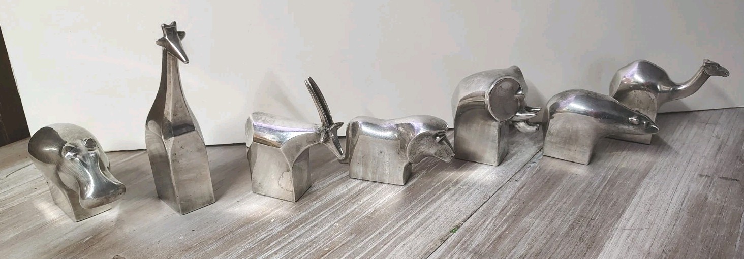 Vintage Dansk Silver Plated Paperweights,  Animals, Lot Of 7, MCM