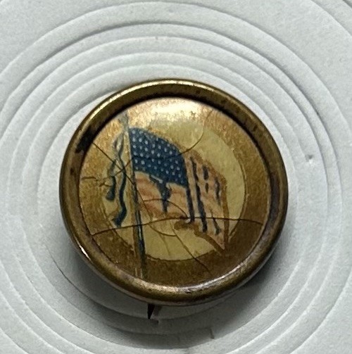 Antique c.1898 Spanish America War Patriotic America Flag Celluloid Pinback 5/8”