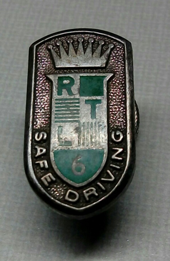 1930 SAFE DRIVING AWARD RTL RYDER TRUCK LINES 6 YEARS ENAMEL PIN STERLING SILVER