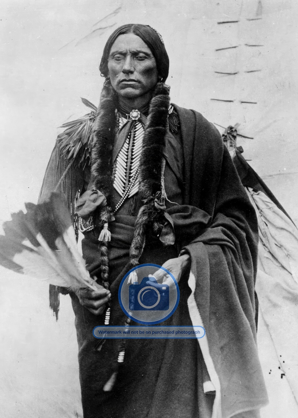 CHIEF QUANAH PARKER NATIVE AMERICAN LEADER WARRIOR B&W 5X7 PHOTO