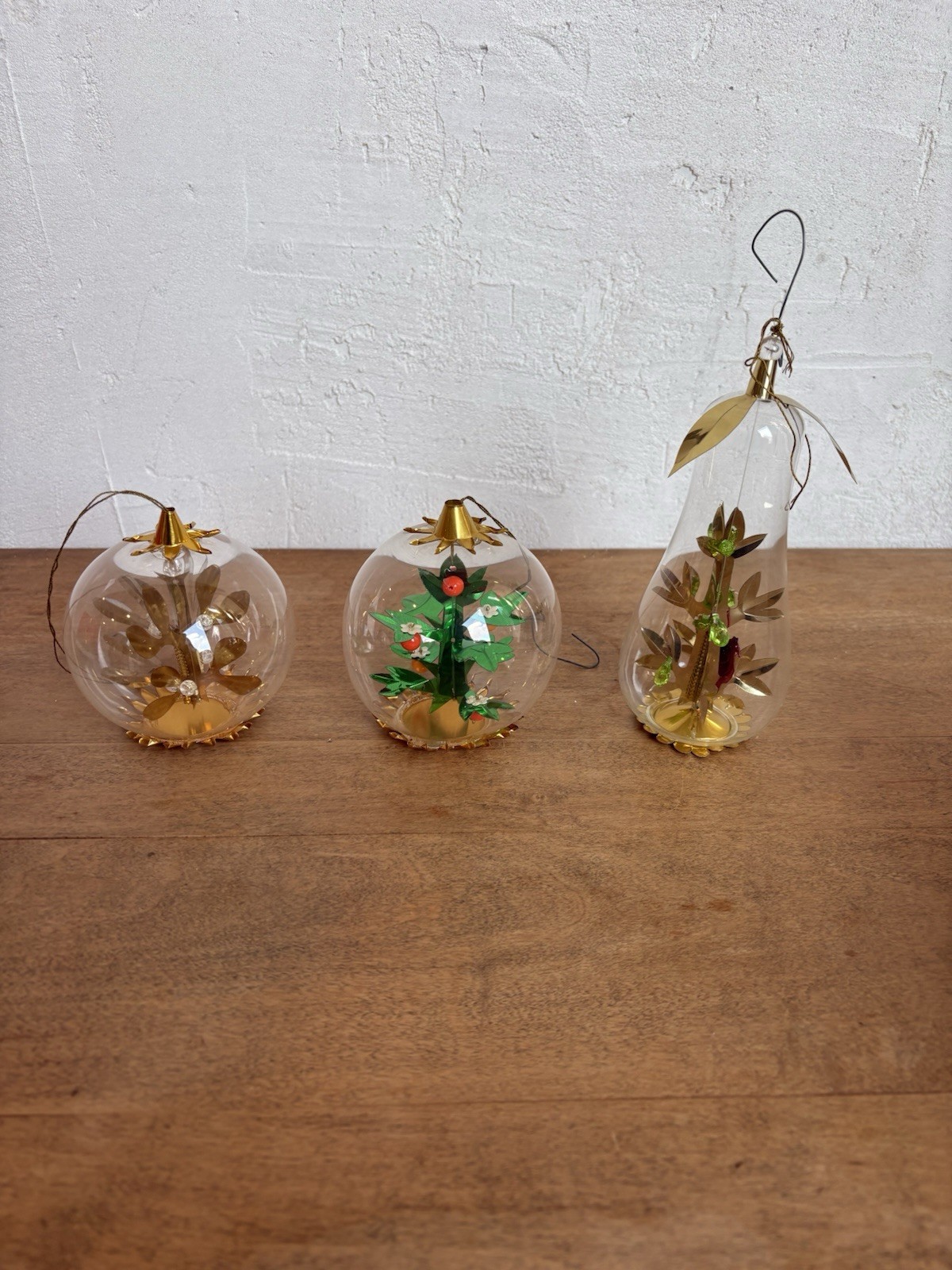 Vintage Resl Lenz Germany Christmas Fruit Tree Orn Foil Glass Retro Spinner