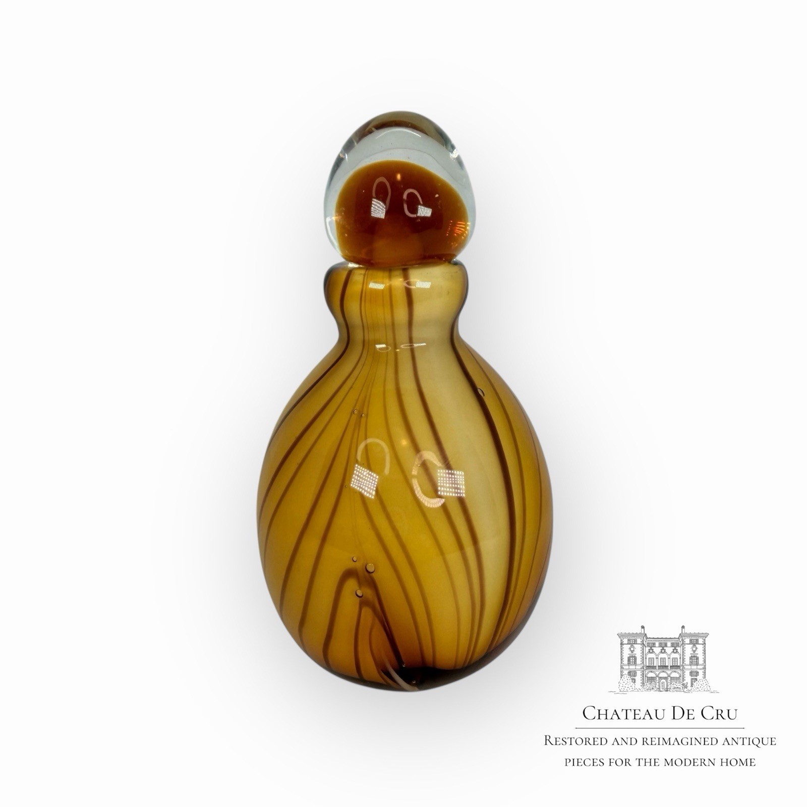 Vintage heavy Murano glass tiger striped perfume bottle