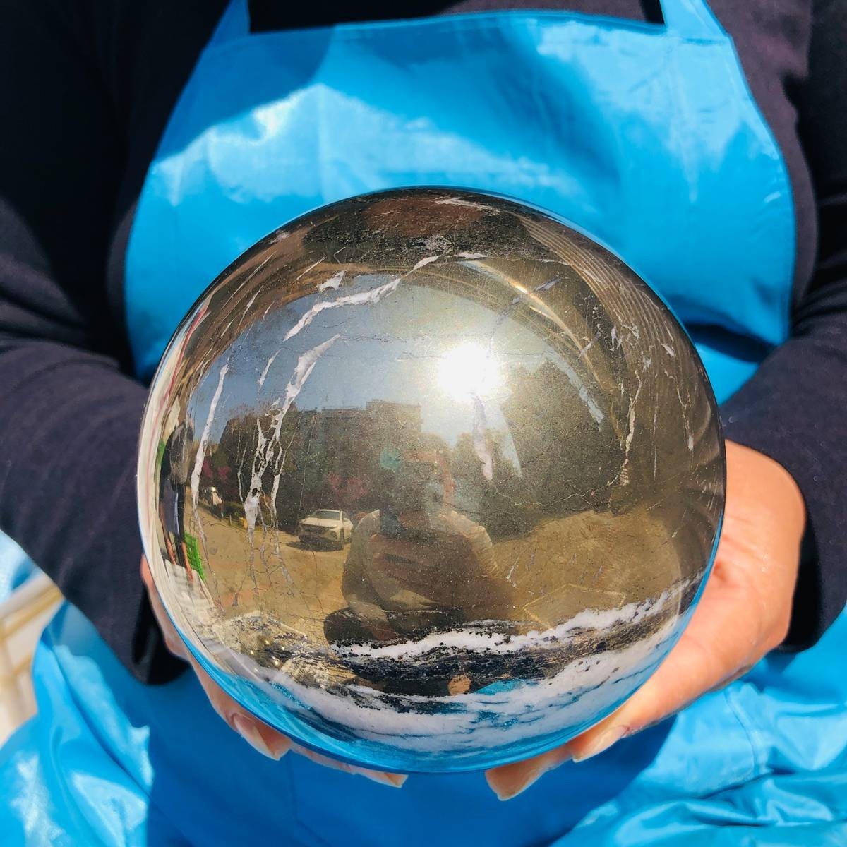 9.74LB Natural Crystal Chalcopyrite Sphere Reiki Healing Home decor