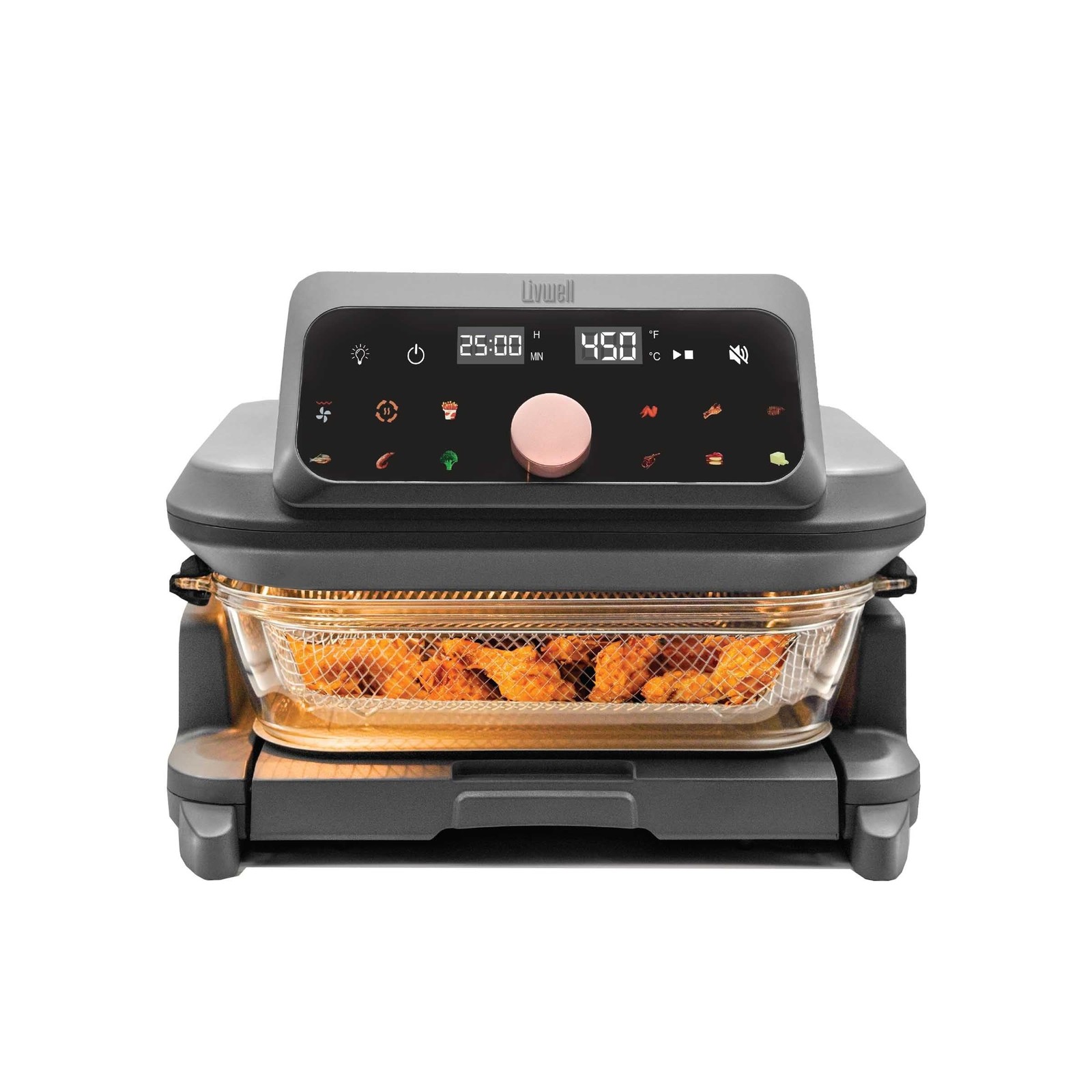 Livwell 6 Quart Glass Container Air Fryer with Pull-Out Drawer & Lid - Kitche...