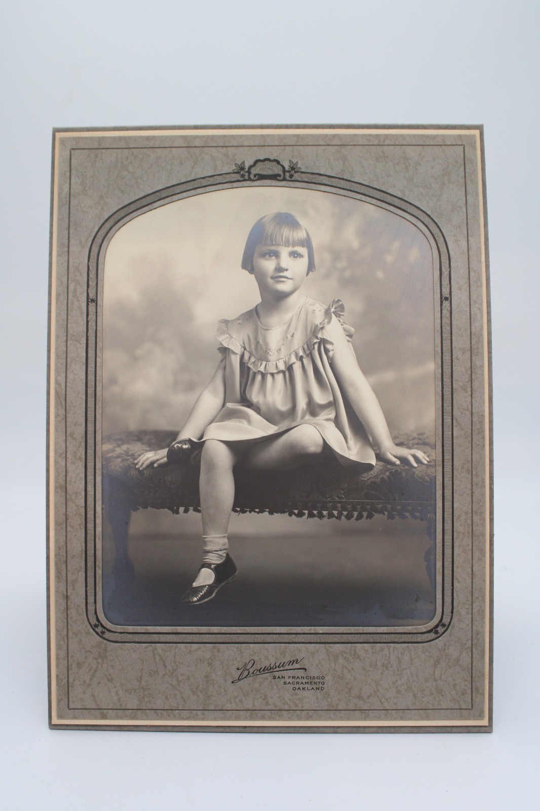 Antique Tri-Fold Photo Boussum San Francisco Oakland Sacramento Girl Portrait