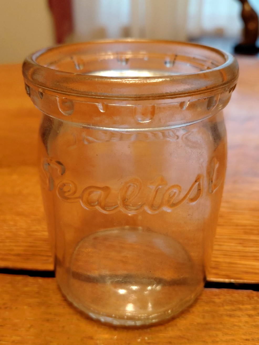 VINTAGE SEALTEST MILK CREAMER GLASS CLEAR EMBOSSED JAR DUROGLASS