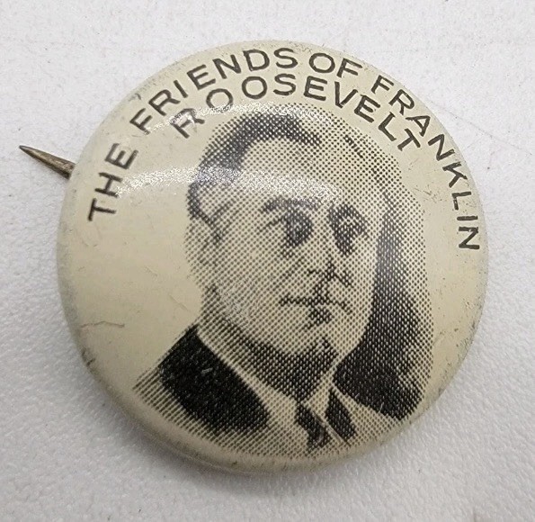 1936 Franklin D. Roosevelt FRIENDS OF FDR campaign pin pinback button PRESIDENT