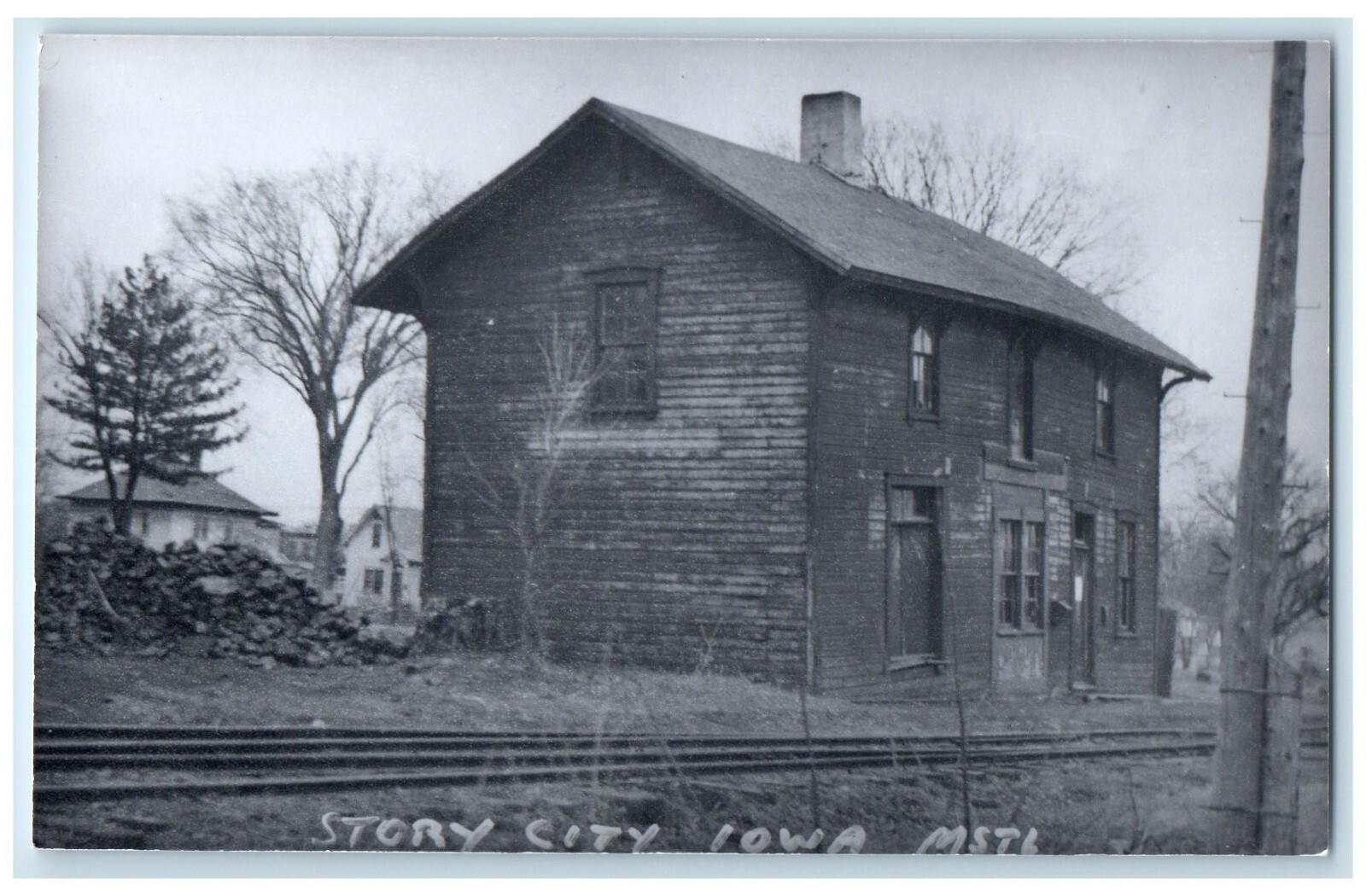 c1960\'s MSTL Story City Iowa IA Railway Train Depot Station RPPC Photo Postcard