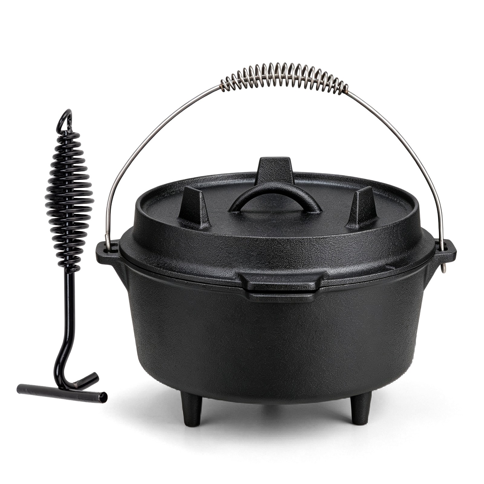 Cast Iron Camp Pot with Skillet Lid and 3 Legs for RV Trips and Car Camping Meal