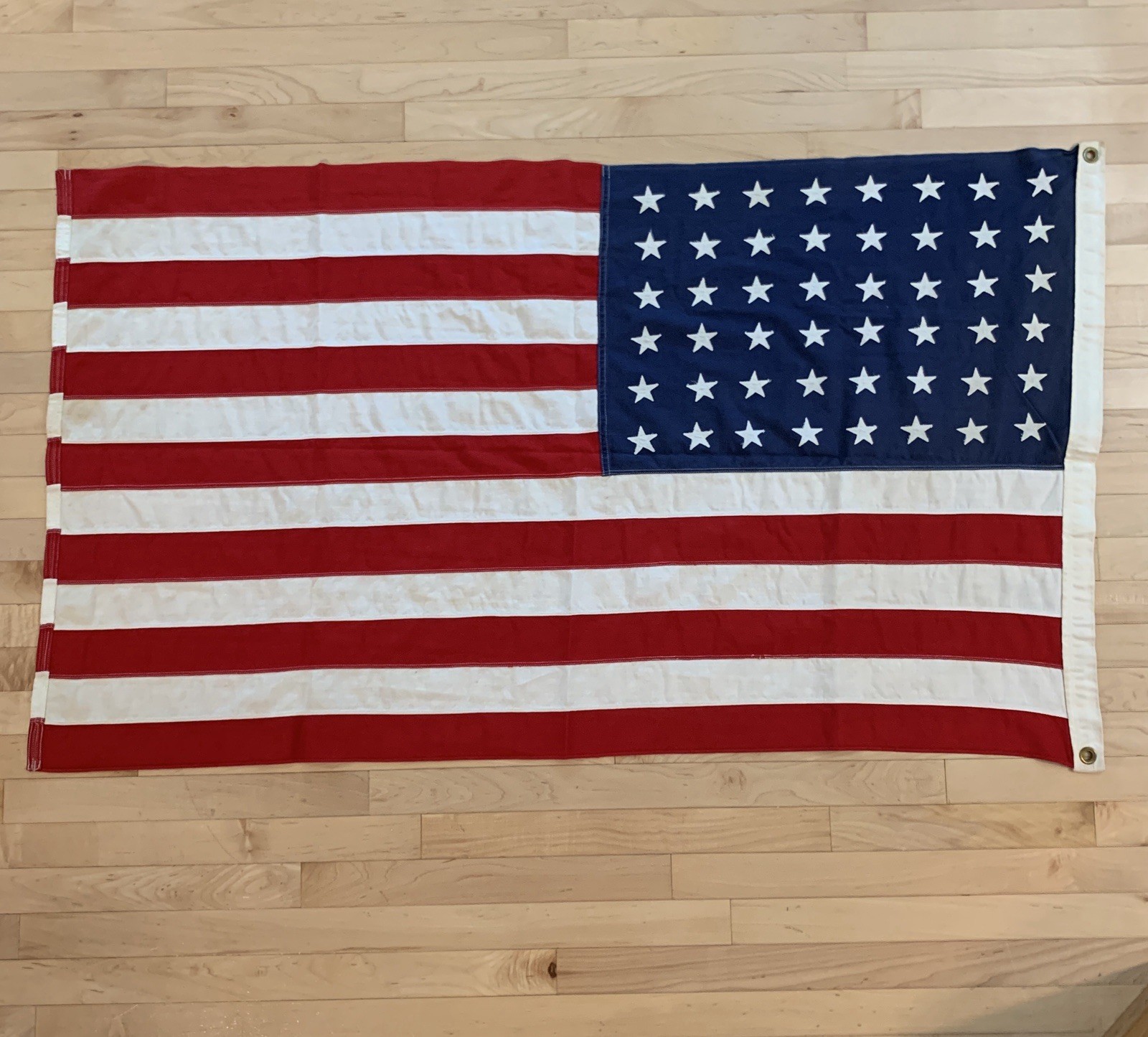 Vintage 48 Star American Flag 3x5’ Cotton Bunting Sewn Stars Dettra Bull Dog