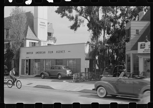 North Hollywood CA 1930s British American Film Agency storefront cars
