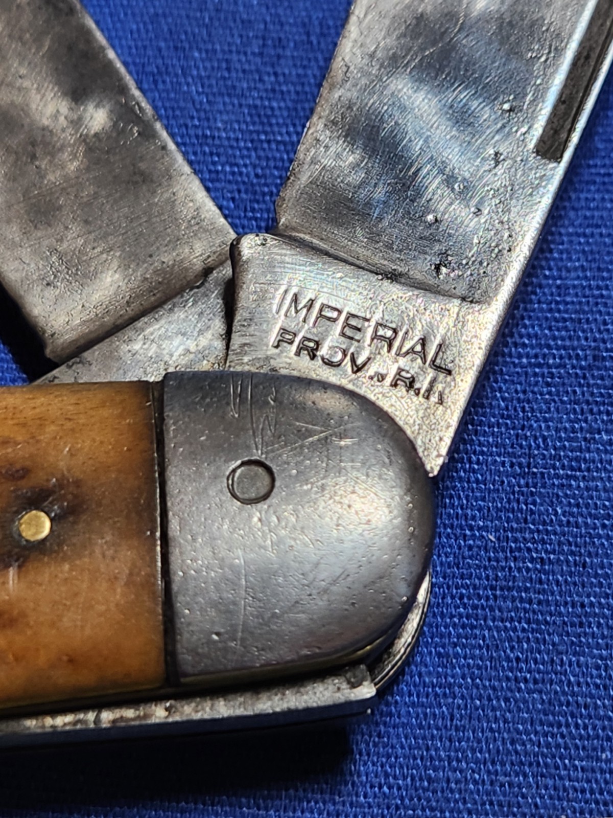 VINTAGE IMPERIAL 1950S STOCKMAN POCKET KNIFE 1936-'52 BONE SIDES USA