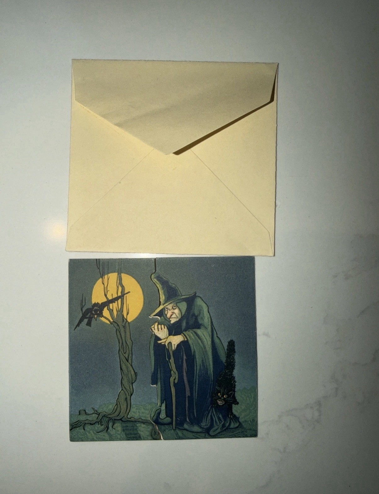 Dennison Unused 1920s Die Cut Ti-fold (Rare) Witch Party Invitation 