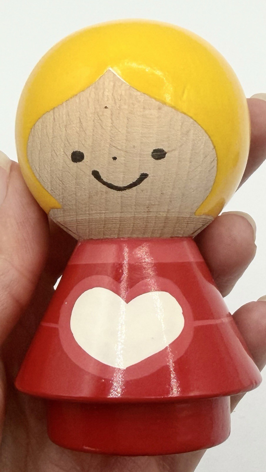 Vintage Danish Wood Girl Figurine Made in Denmark MCM Scandinavian Folk Art 3”