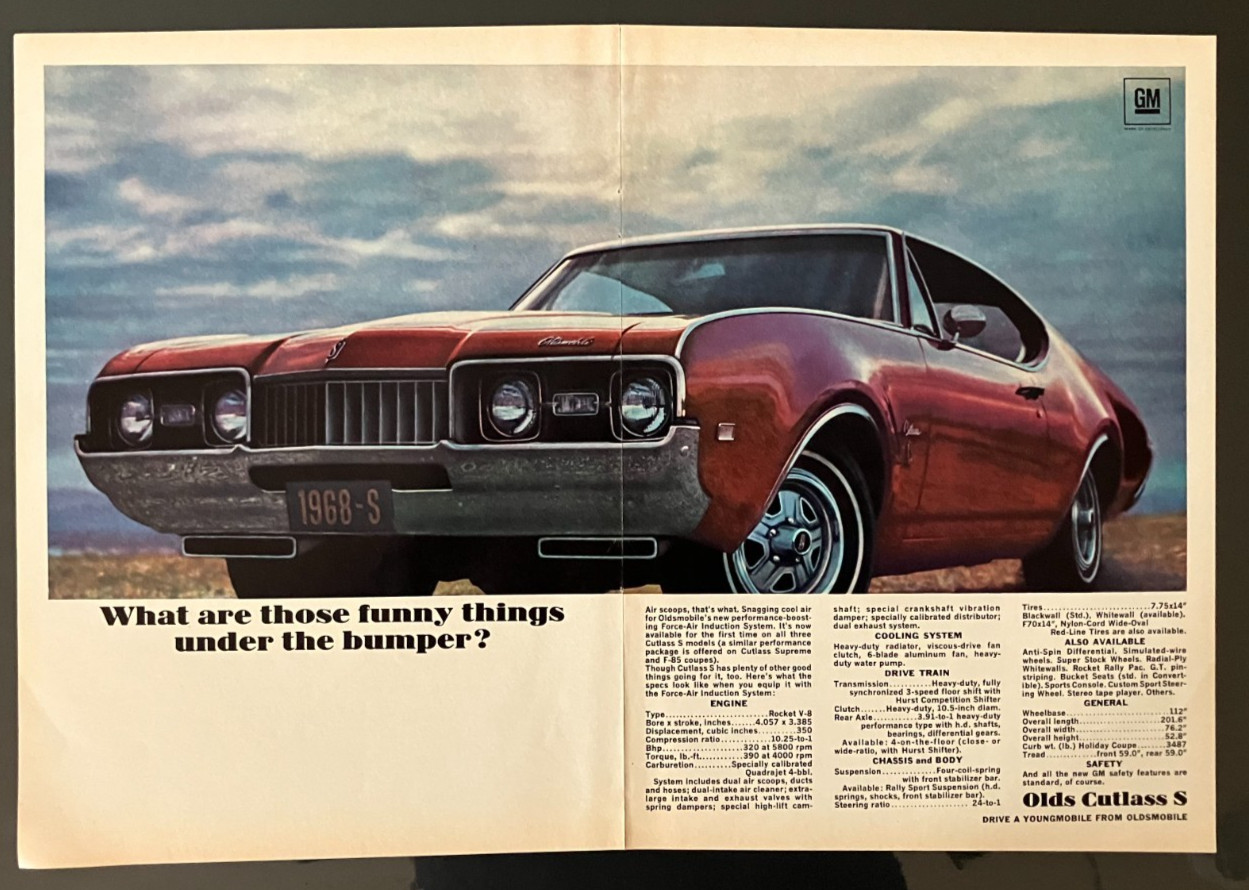 *READY to DISPLAY* or Frame 1968 Oldsmobile Cutlass S 442*Original*ad print c *READY to DISPLAY* or Frame 1968 Oldsmobile Cutlass S 442*Original*ad print c