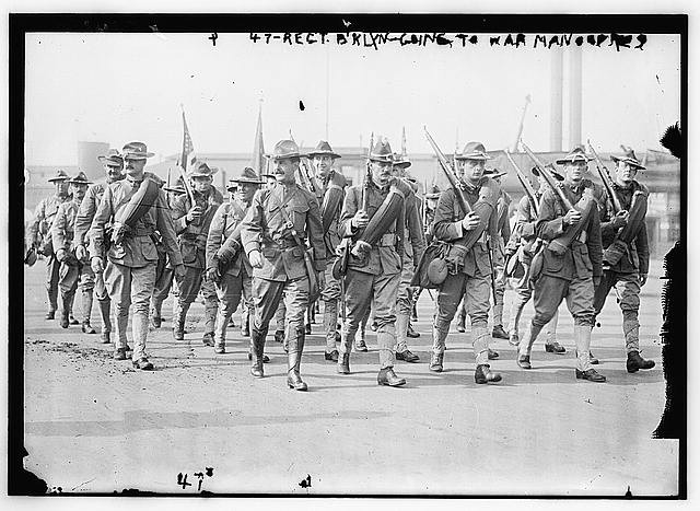Photo:Brooklyn New York 1910s 47th Regiment Soldiers Going to War Games