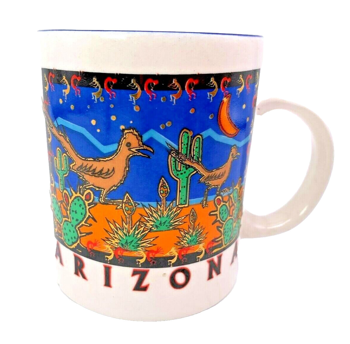 Vintage Arizona Souvenir Coffee Cup Roadrunners Cactus Desert Unbranded