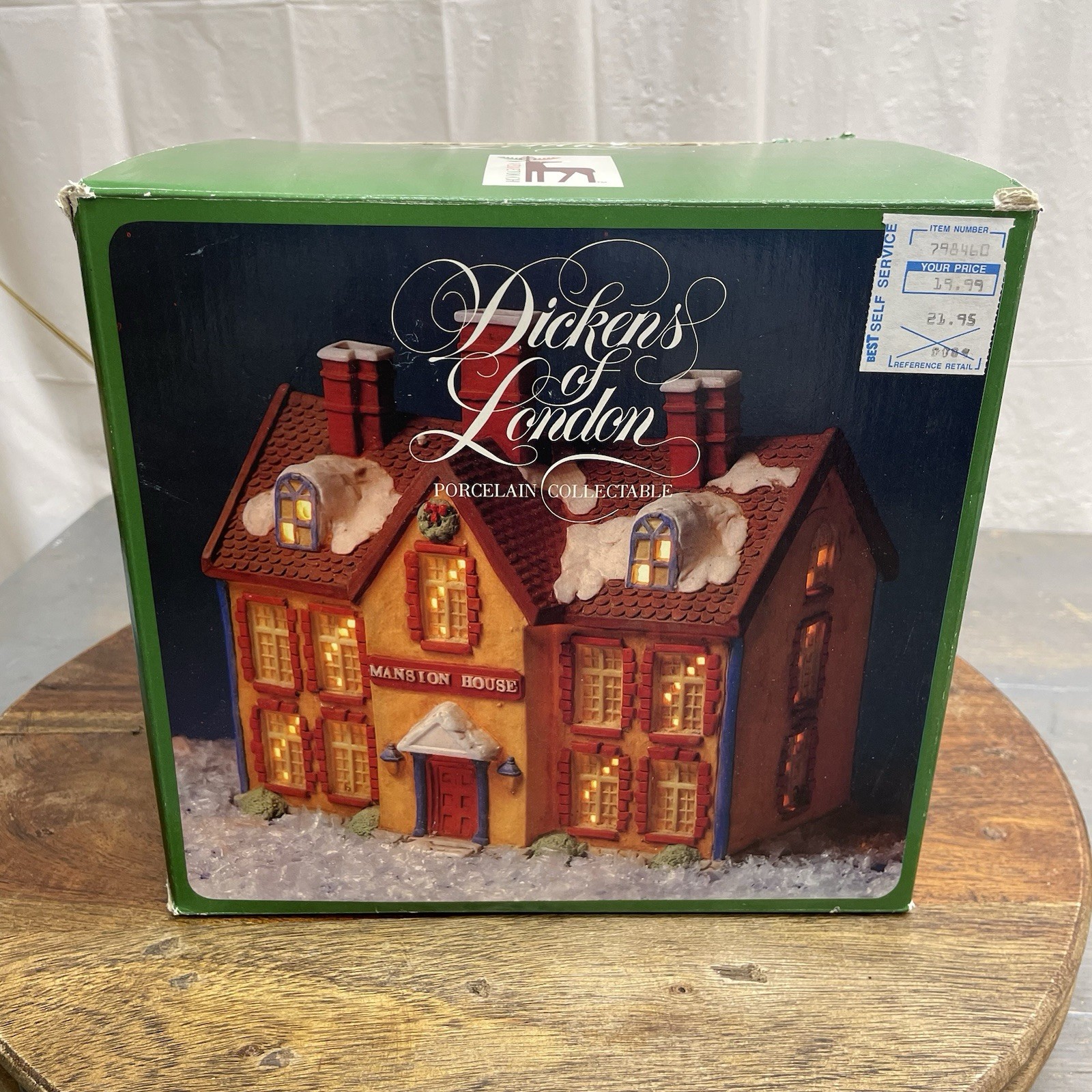 Dickens of London Christmas Village Lighted Mansion House Building w/Box VTG 91
