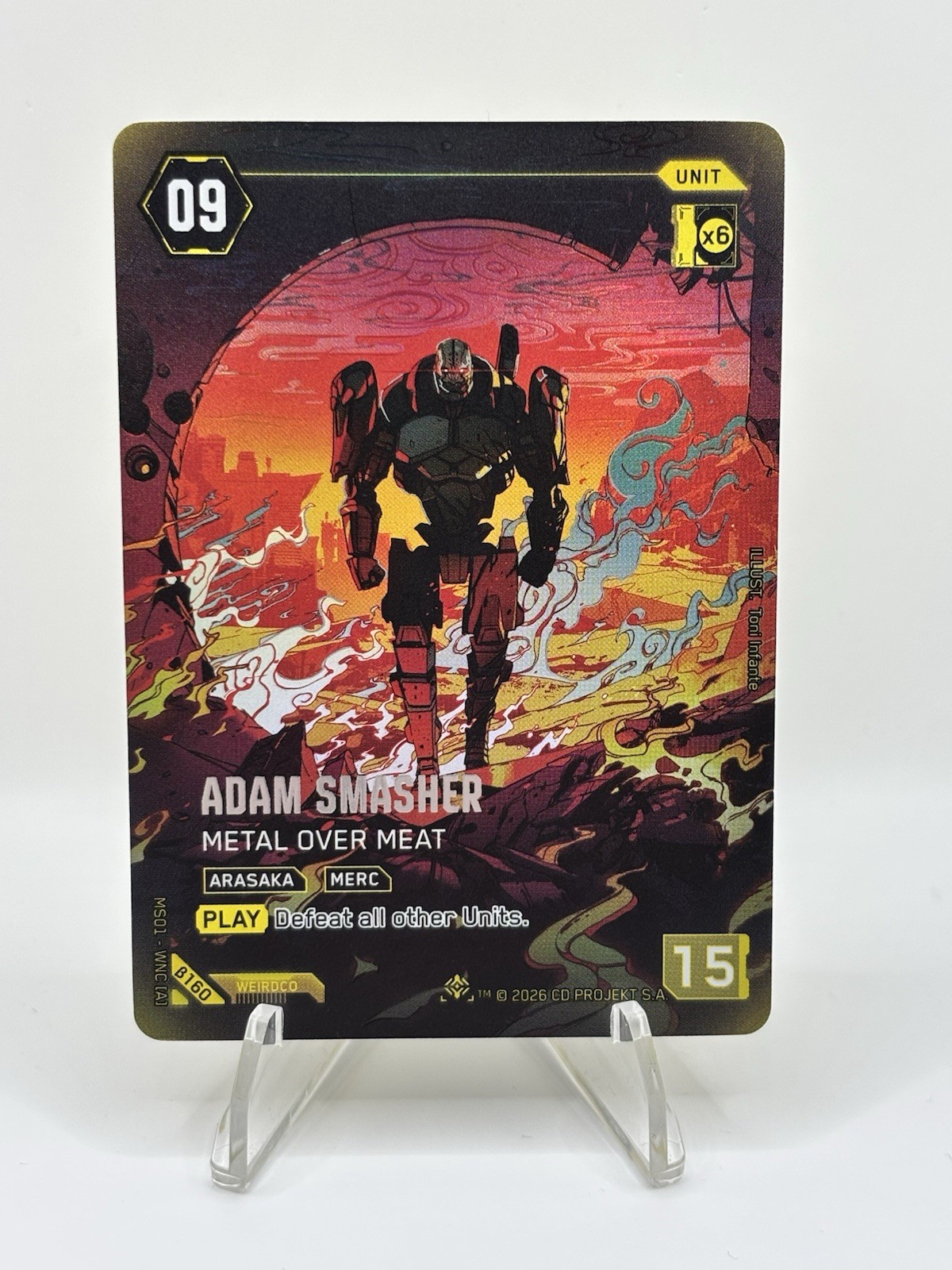Cyberpunk TCG Adam Smasher Metal Over Meat B160 Iconic Rare - BETA VERSION - NM