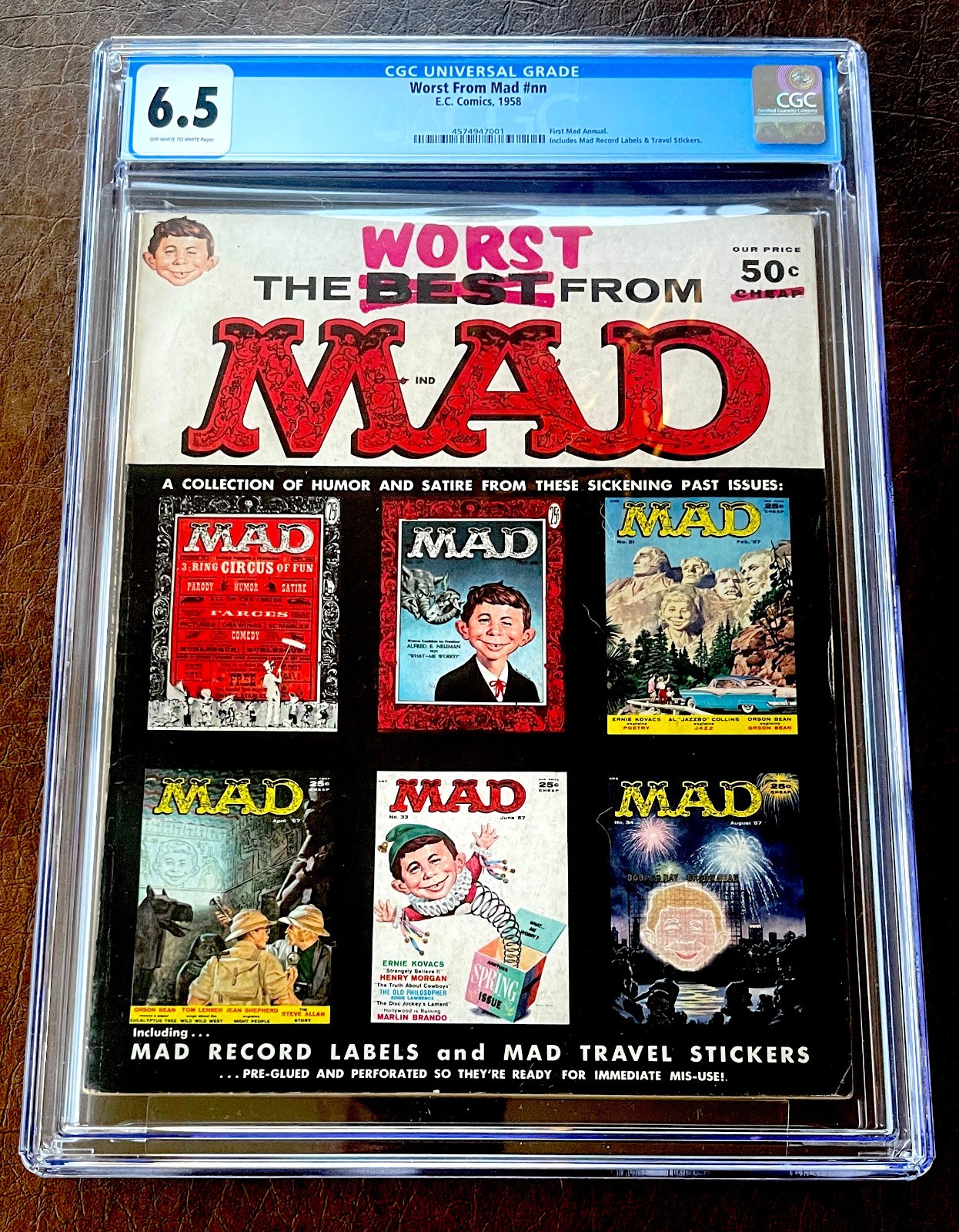 Worst from MAD MAGAZINE #1 - CGC Graded 6.5 ATTACHED INSERTS 1958 Worst from MAD MAGAZINE #1 - CGC Graded 6.5 ATTACHED INSERTS 1958