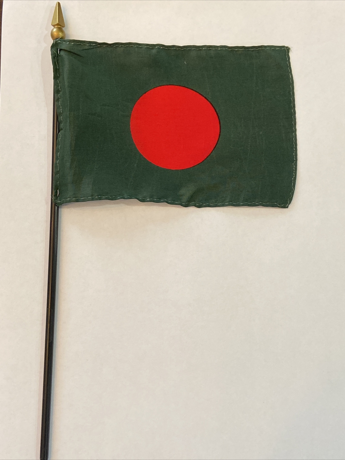 New Bangladesh Mini Desk Flag - Black Wood Stick Gold Top 4” X 6”