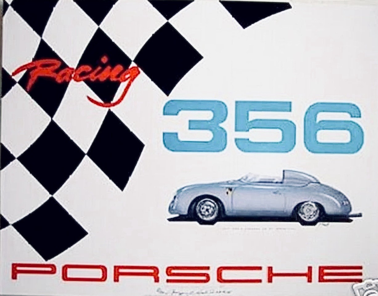 VINTAGE PORSCHE 356 POSTER CARRERA GS/GT Convertible D TYP 356A (1959)
