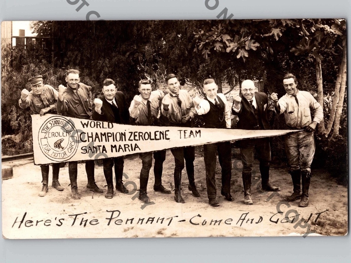 1910 Zerolene Standard Oil Champion Baseball Team SANTA MARIA California CA RPPC