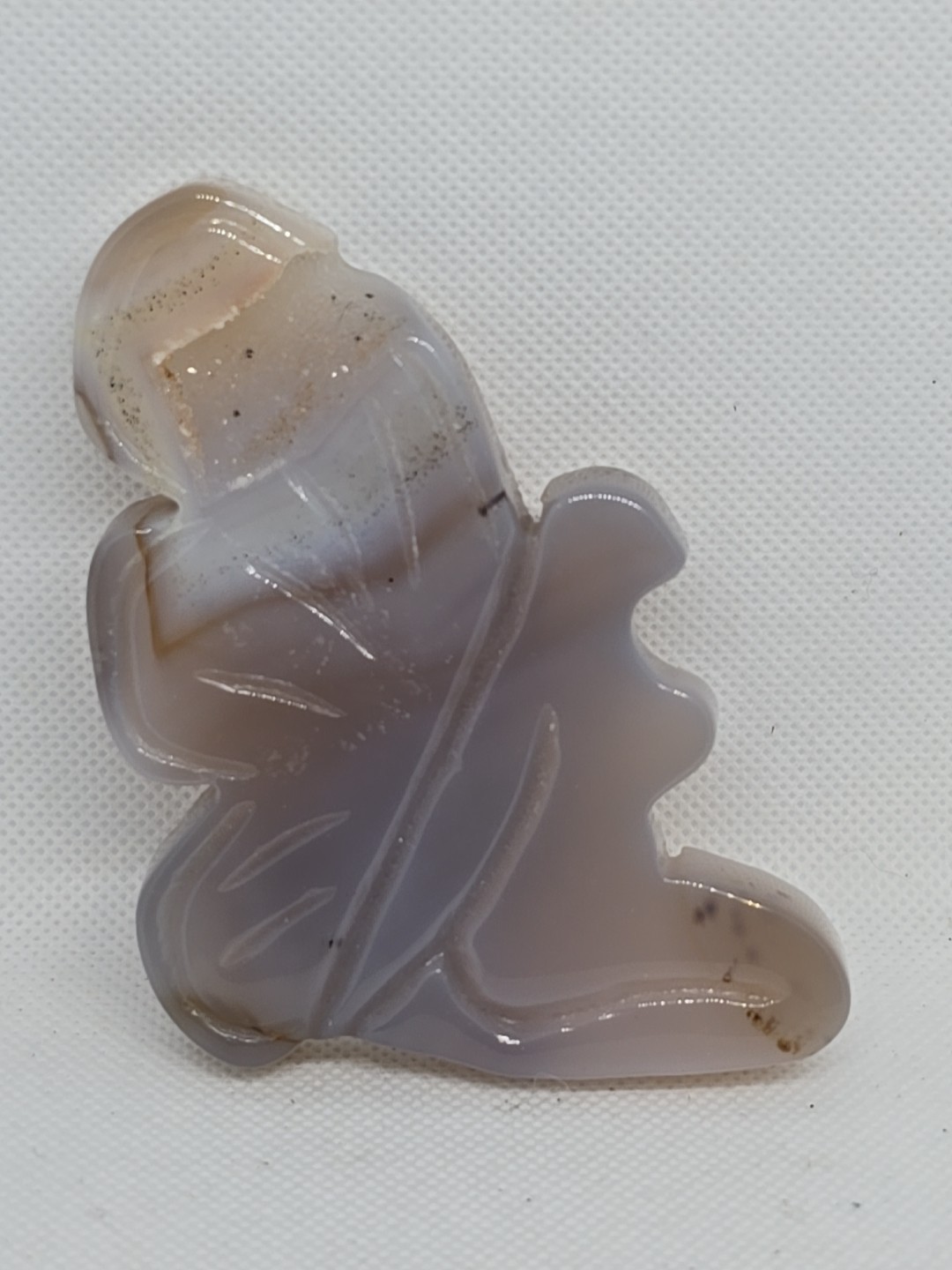 Carved Druzy Agate Kneeling Standing Angel Fairy Figure Statue